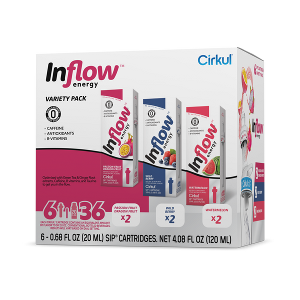 Natural Fruit Flavored Inflow Energy 6-Pack Variety Pack VCUW - Zero-Calorie Multi-Flavor Sip Pods for Water Bottle - Default Title